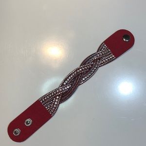 Paparazzi Red Suede Twisted Bling Wrap
